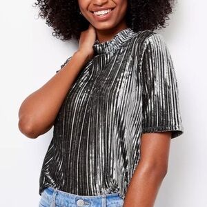 LOFT Shimmering Velvet Mock Neck Top xs